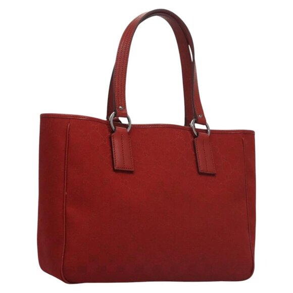 GUCCI GG Canvas Tote Bag Red 113017 Auth SW001V - Picture 1 of 15
